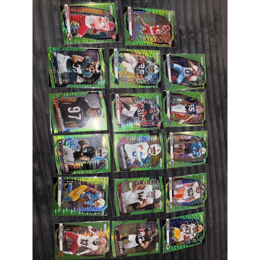 2024 & 2025 Panini Prizm Football Lot of 17 Card Neon Green Pulsar Rookie Stars